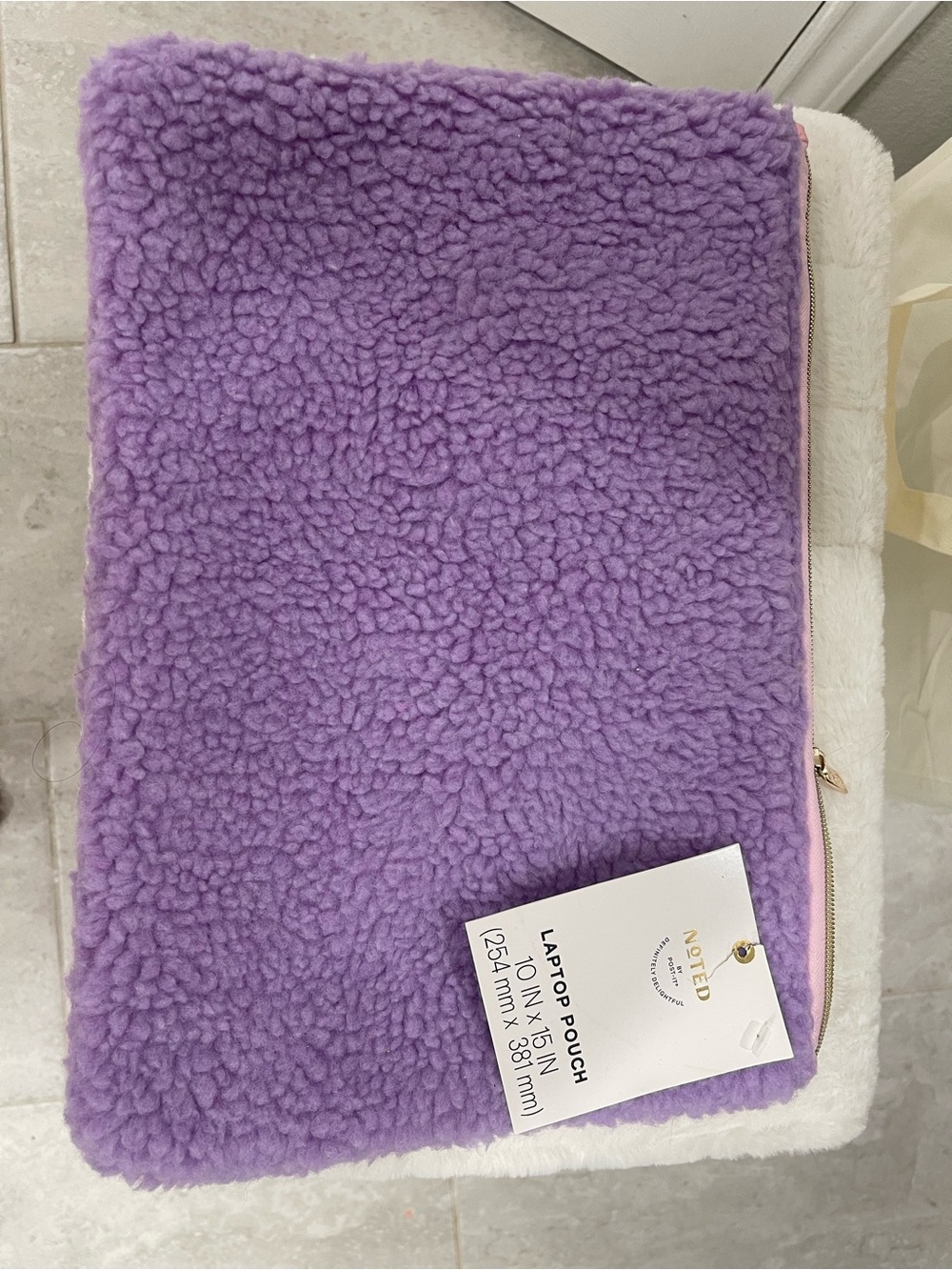 Noted & Post-it Collab Lavender Sherpa Laptop or Tablet Pouch Sleeve NWT-